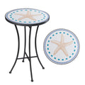 Vipush Mosaic Outdoor Side Table, 14 Round Folding Plant Stand for Patio Garden Backyard Balcony Porch Indoor Accent End Table f