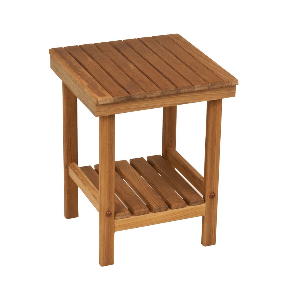 Teak Square Bench or Table  12 x 12 x 16 H  Plantation Teak  Shaving Stool