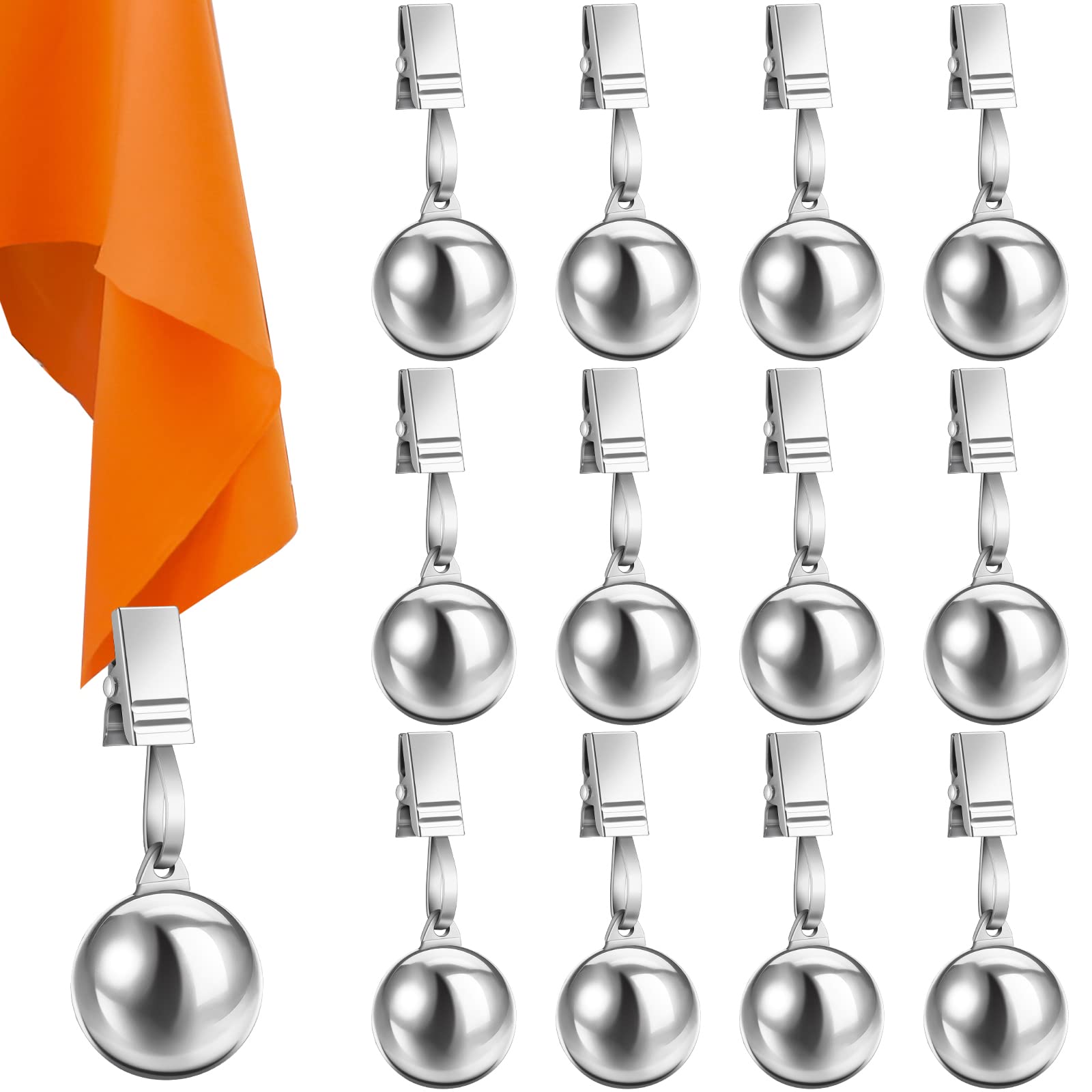 Lounsweer 12 Pcs Tablecloth Weights Stainless Steel Tablecloth Clips Added Weights for Outdoor Picnic Garden Patio Party Camping