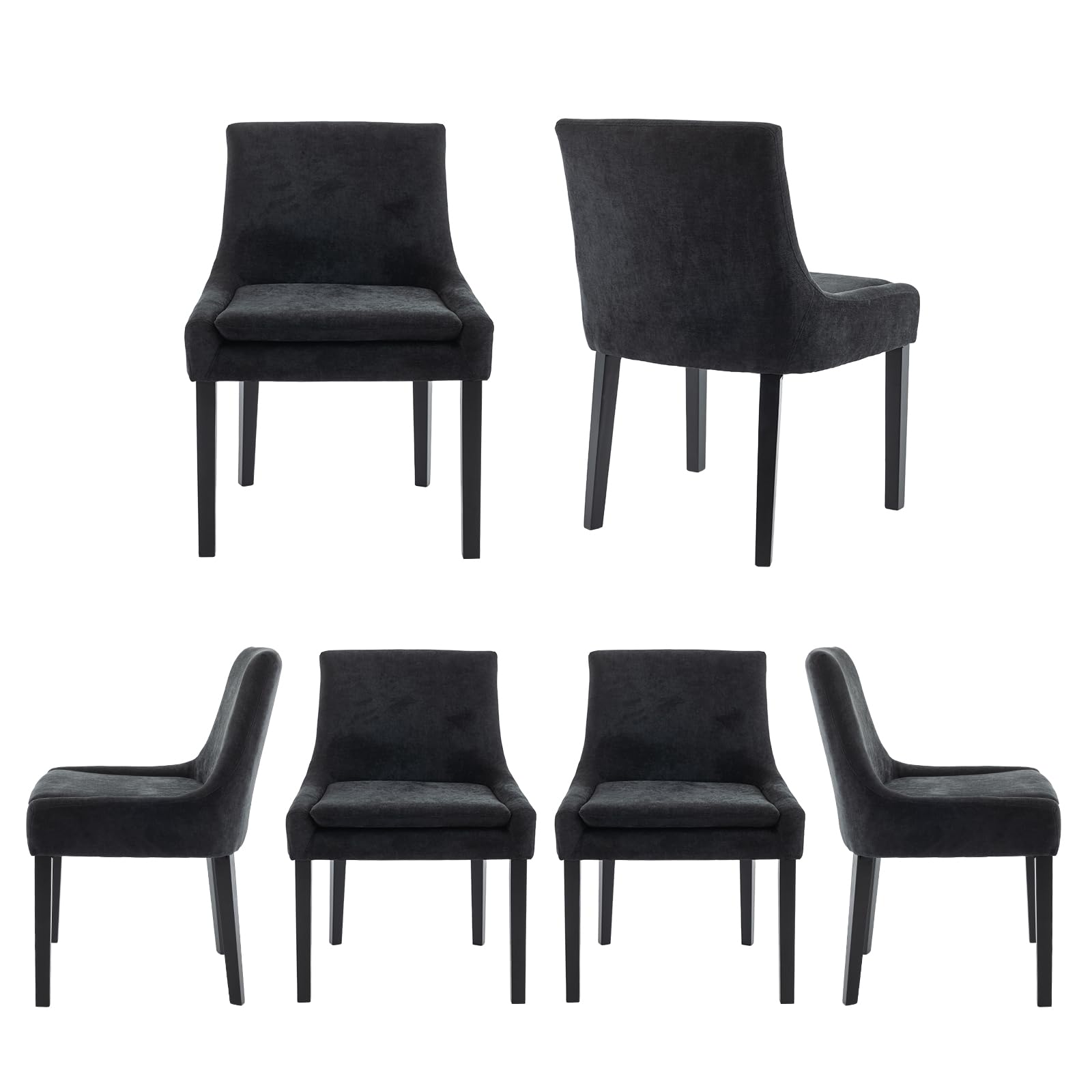 COLAMY Modern Dining Chairs Set of 6, Upholstered Corduroy Accent Side Leisure Chairs with Mid Back and Wood Legs for Living Roo
