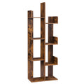 VASAGLE Bookcase, Tree-Shaped Bookshelf with 8 Storage Shelves, Rounded Corners, 19.7 x 9.8 x 55.1 Inches, Rustic Brown ULBC66BX