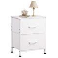 WLIVE White Nightstand, 2 Drawer Dresser for Bedroom, Small Night Stand with Fabric Drawers, Bedside Furniture, End Table for Be