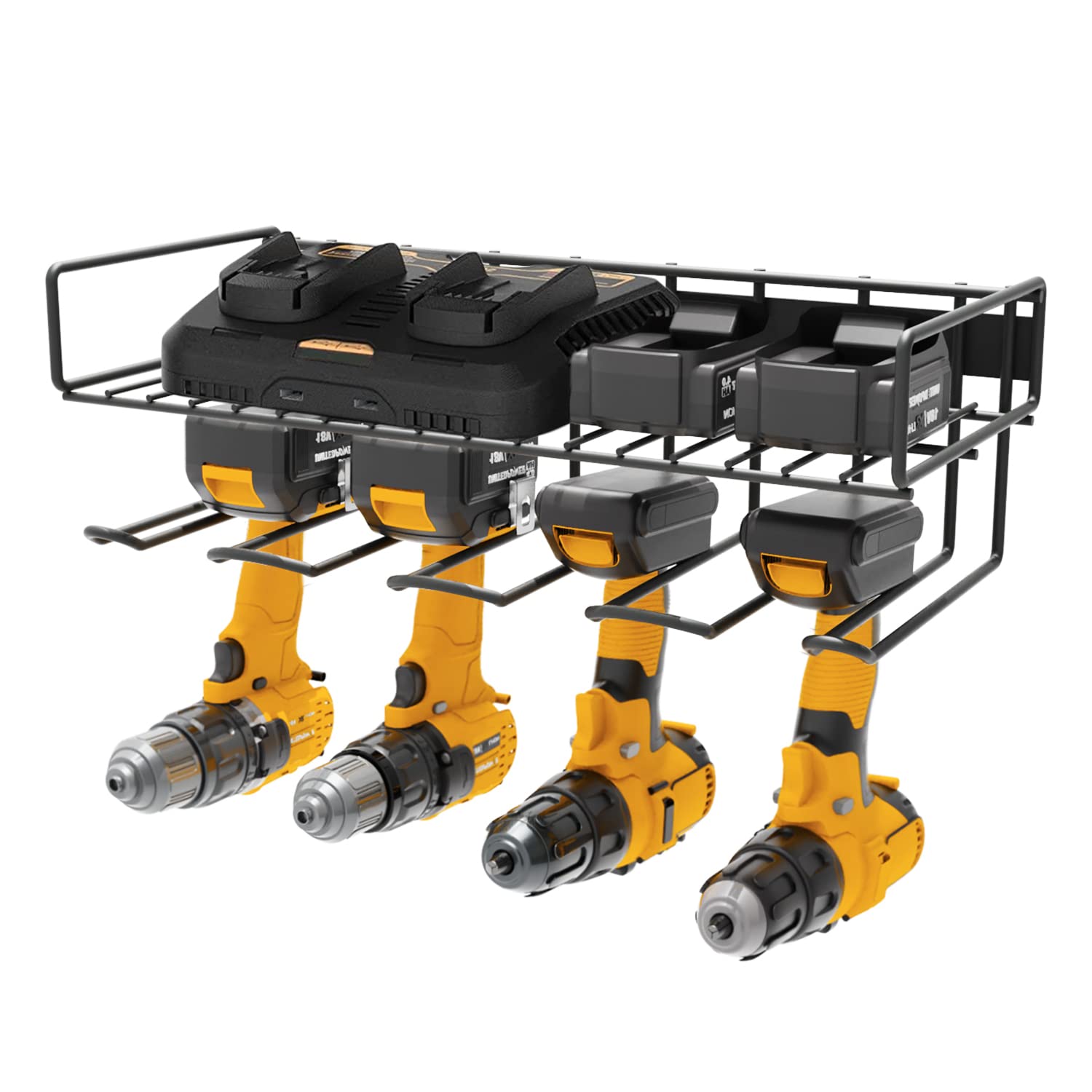 UNITEDPOWER Wall Mounted Power Tool Organizer Holder, Heavy Duty Utility Storage Rack With Shelf for Battery Powered Hand Tools,