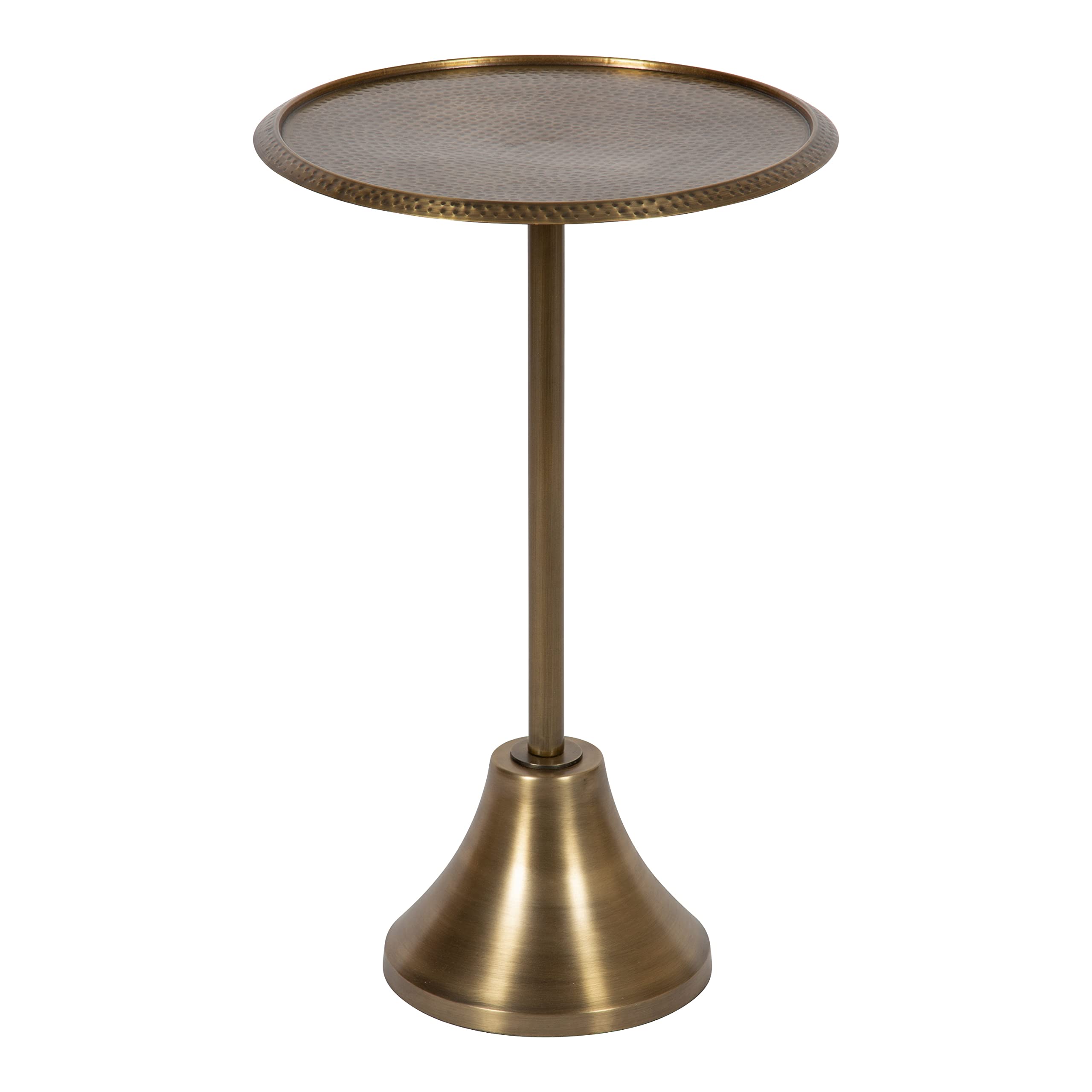 Kate and Laurel Sanzo Decorative Modern Pedestal Side Table for Use as Indoor Plant Stand or Bedroom Nightstand, 15x15x24, Gold