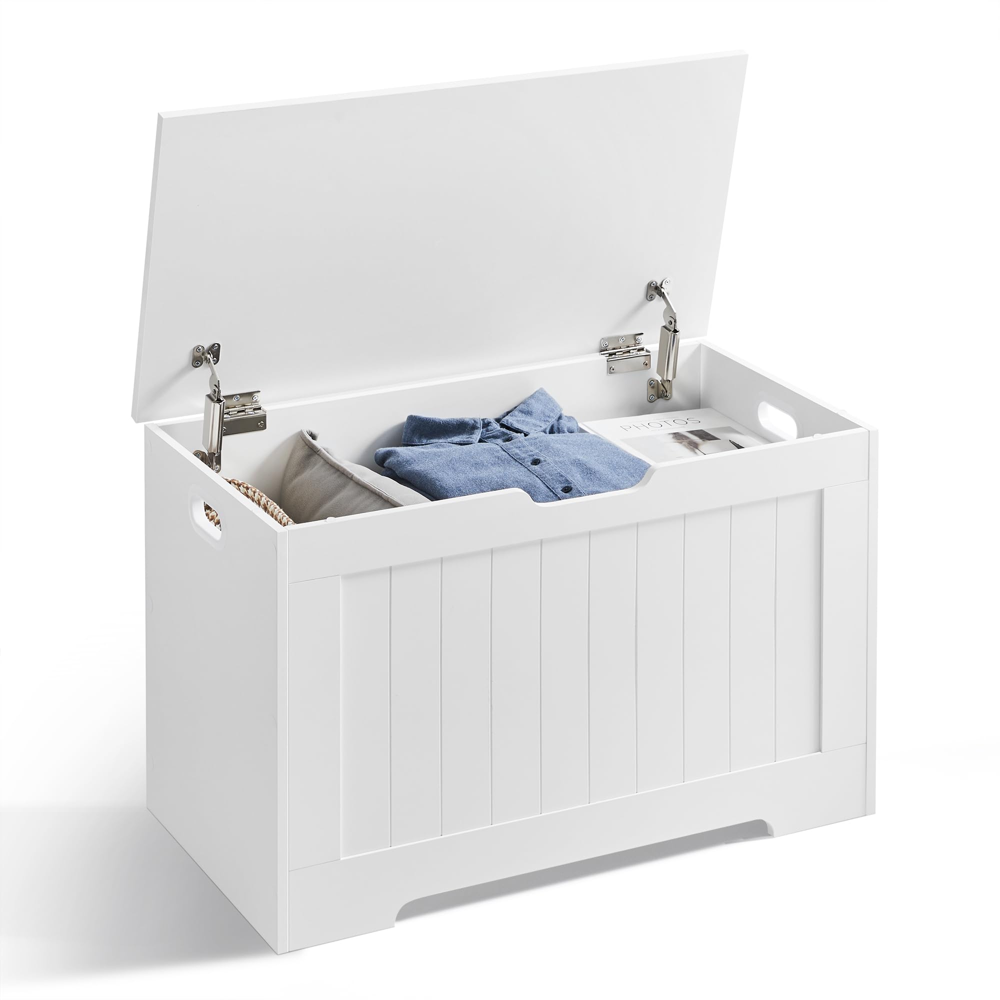 VASAGLE Chest, Storage 2 Safety Hinges, Shoe Bench, Farmhouse Style 15.7 x 29.9 x 18.9 Inches, for Entryway, Bedroom, Living Roo