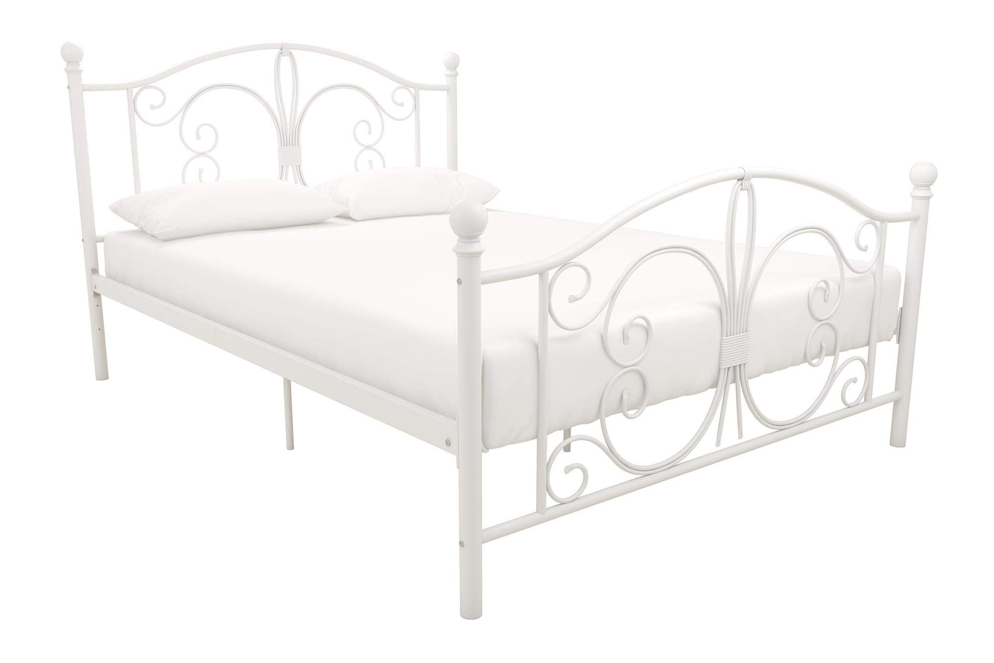 DHP Bombay Metal Platform Bed with Parisian Style Headboard and Footboard, Adjustable Base Height for Underbed Storage, No Box S