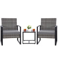 HYDRAGARDEN 3PCS Patio Furniture Set, Outdoor Wicker Bistro Conversation Set with Padded Cushions & Glass Table, Garden Rattan C
