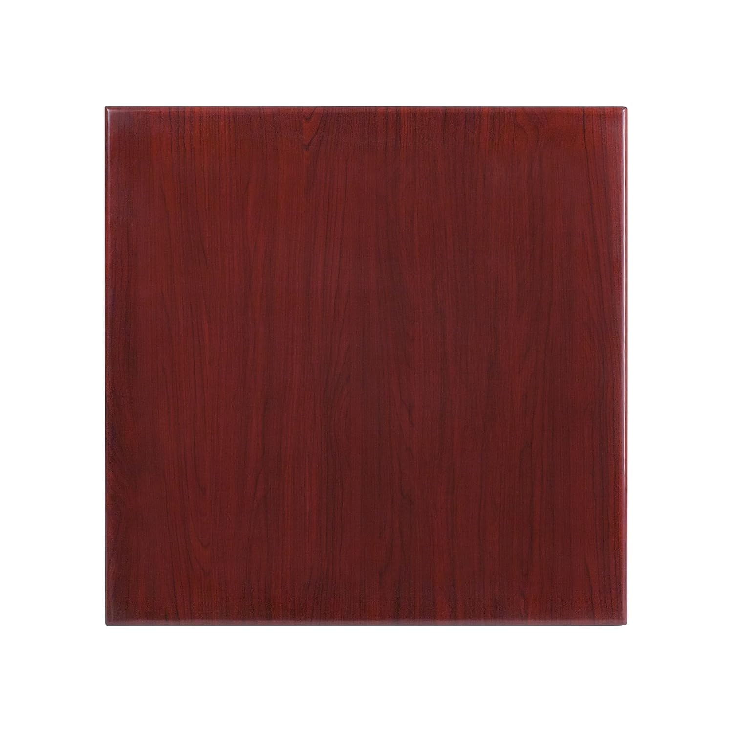 Flash Furniture Glenbrook 30 Square High-Gloss Mahogany Resin Table Top with 2 Thick Drop-Lip