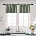 XTMYI Waterproof Blackout Fabric 14 Inch Valances for Windows 2 Pack,Sage Green