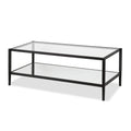 Henn&Hart 45 Wide Rectangular Coffee Table with Mirror Shelf in Blackened Bronze, Modern coffee tables for living room, studio a
