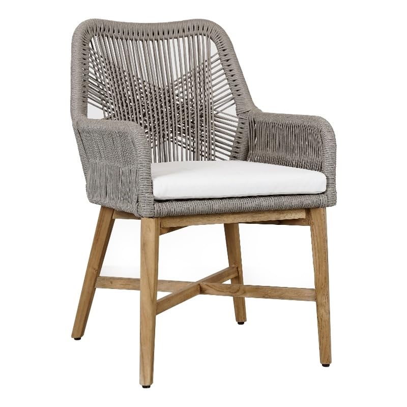 Kosas Home Marley 17.25 Wood & Olefin Outdoor Dining Chair in Ash Gray/Brown