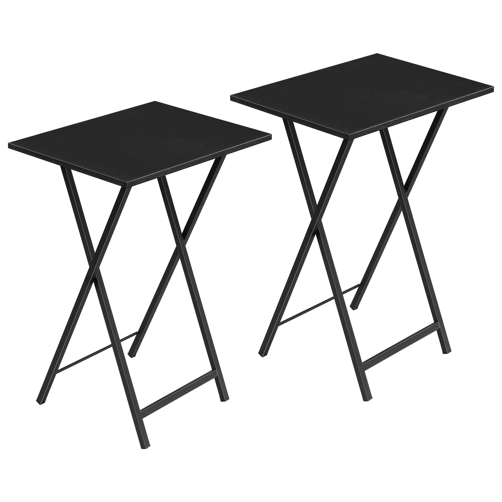 HOOBRO Folding TV Tray Tables, Set of 2 Side Tables for Small Space, Industrial Snack Tables for Eating at Couch, Stable Metal F