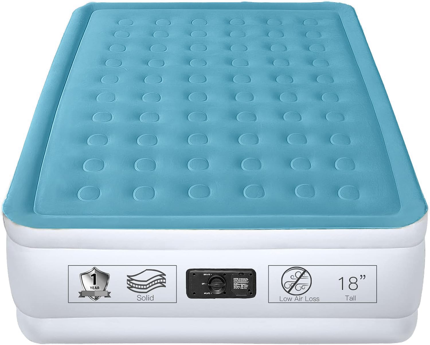 YENING Full Size Air Mattress with Built in Pump Raised Double Blow up Bed Inflatable Camping Airbed Electric 18 Inch Tall Blue