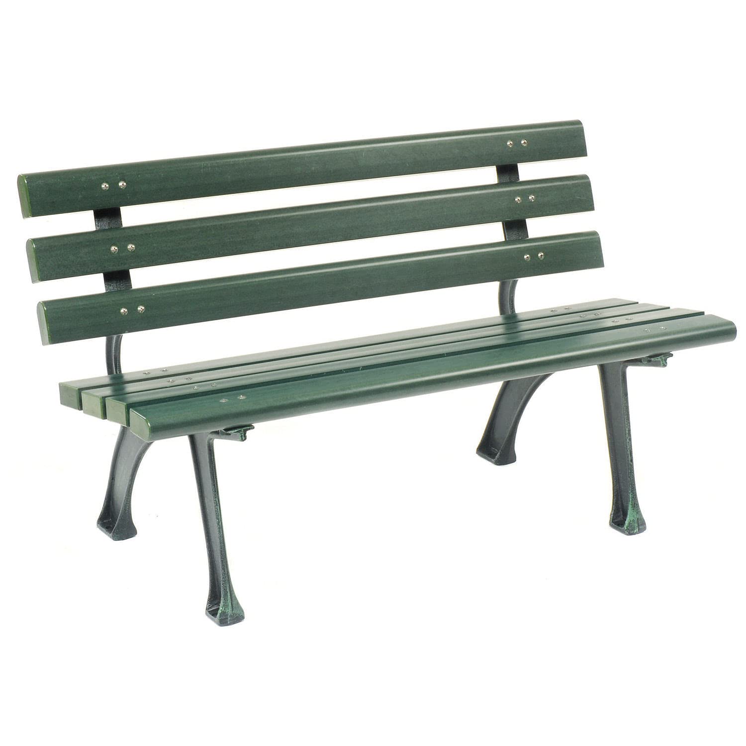 Global Industrial 4L Park Bench with Backrest, Recylced Plastic, Green