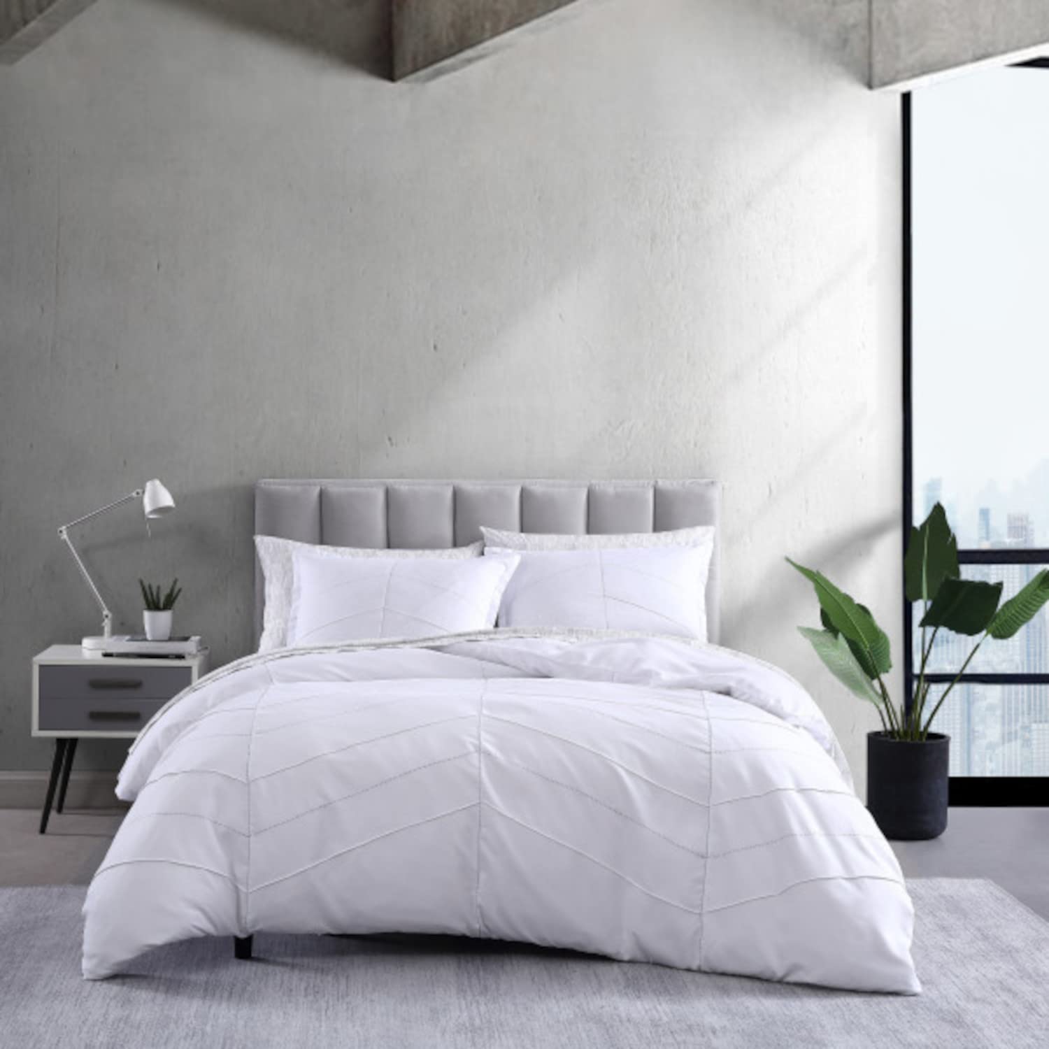 City Scene Courtney Duvet Cover Set, Full/Queen, White