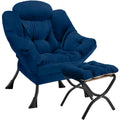 Congermom Lazy Chair with Folding Ottoman Modern Large Accent Chair,Contemporary Lounge Leisure Sofa Chair with Armrests Upholst