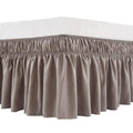 MEILA Wrap Around Bed Skirt Three Fabric Sides Elastic Dust Ruffled 16 Inch Tailored Drop,Easy to Install Fade Resistant-Taupe, 