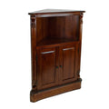 Benjara 35 Inch Classic Wood Corner Cabinet, Open Shelf, 2 Door Cabinet, Brown