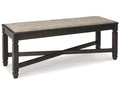 Signature Design by Ashley Tyler Creek Modern Farmhouse Upholstered Dining Room Bench, Antique Black Finish