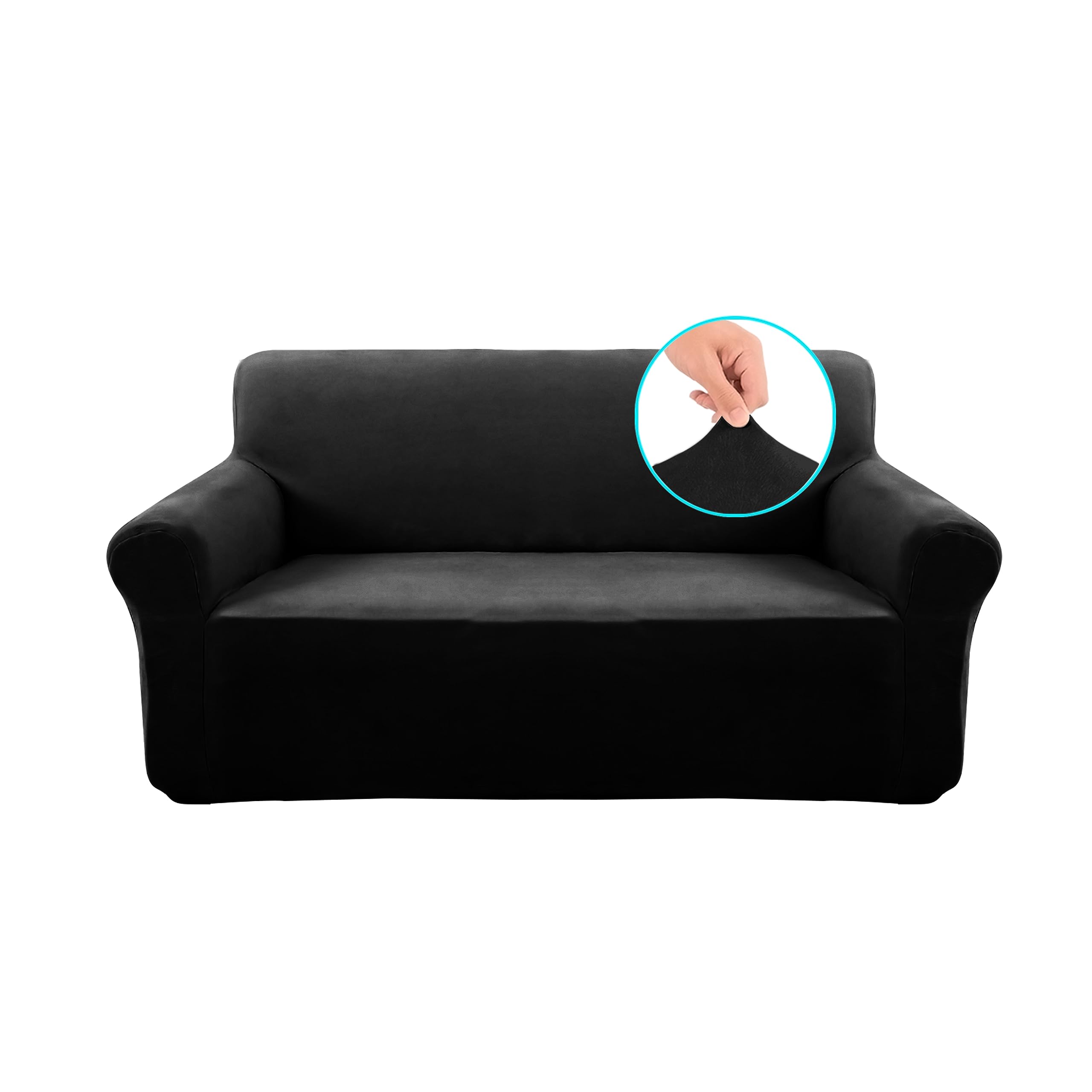 U-NICE HOME Velvet Loveseat Sofa Covers Stretch Couch Cover Furniture Protector Sofa Slipcover for Dogs (Medium, Black)