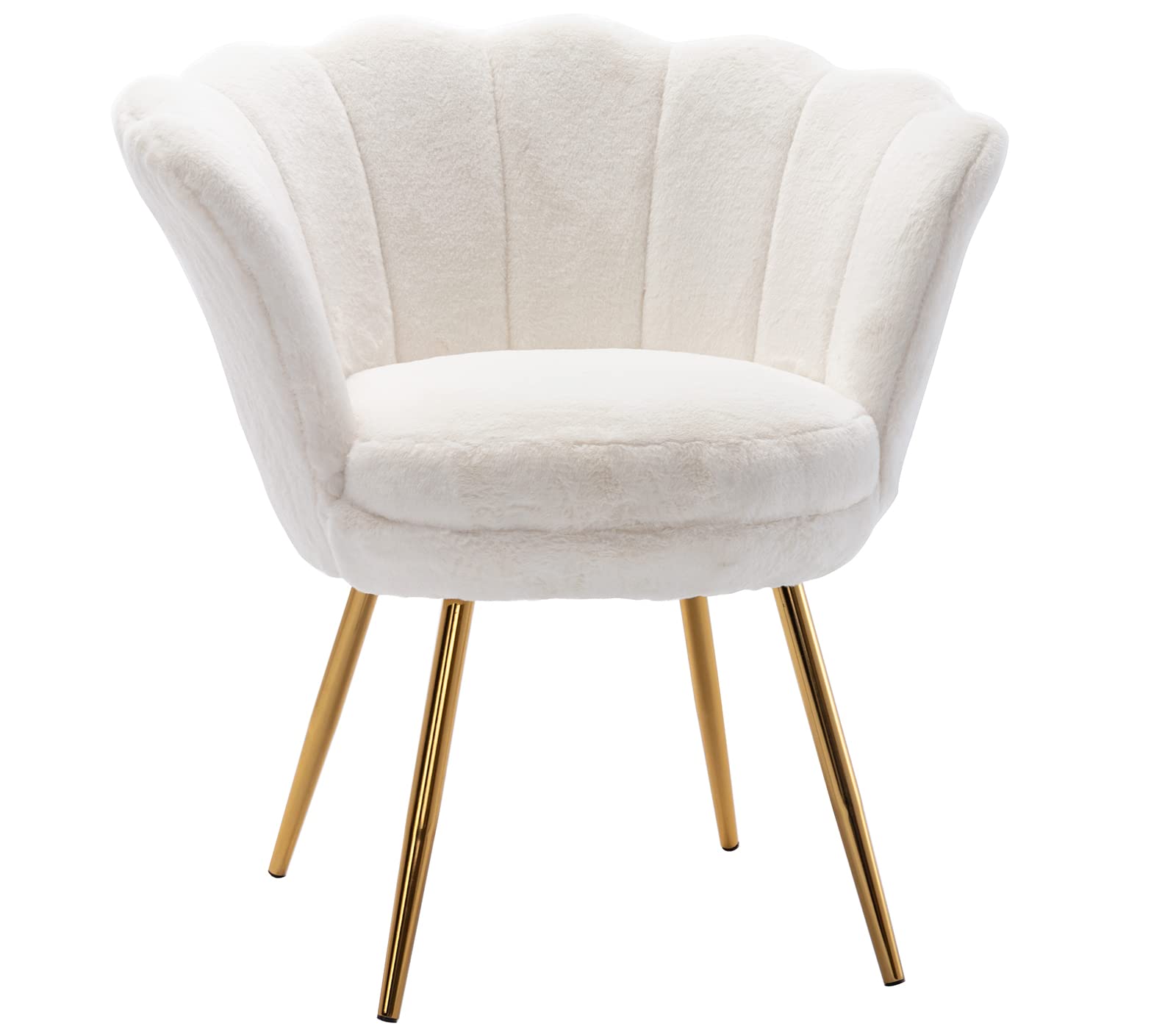 chairus Living Room Chair, Faux Fur Mid Century Modern Retro Leisure Accent Chair with Golden Metal Legs, Vanity Chair for Bedro