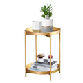 Joveco Side Table 2-Tier Metal Round End Table with Removable Tray (2-Tier Gold)