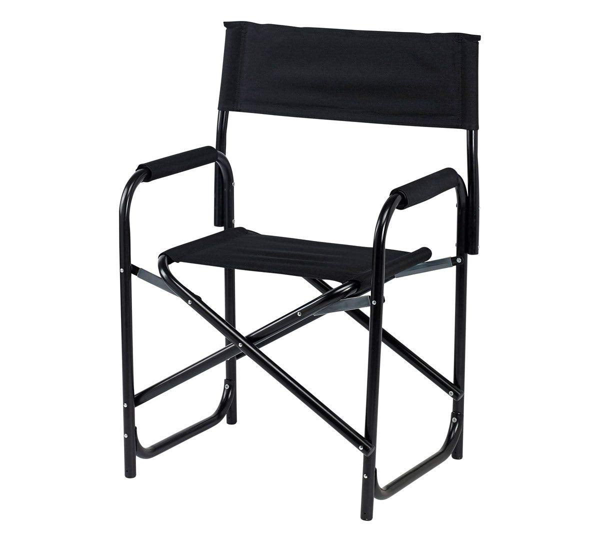 E-Z UP Standard Height Directors Chair, Seat 17.5    High, Padded Armrests and Storage Bag, Black