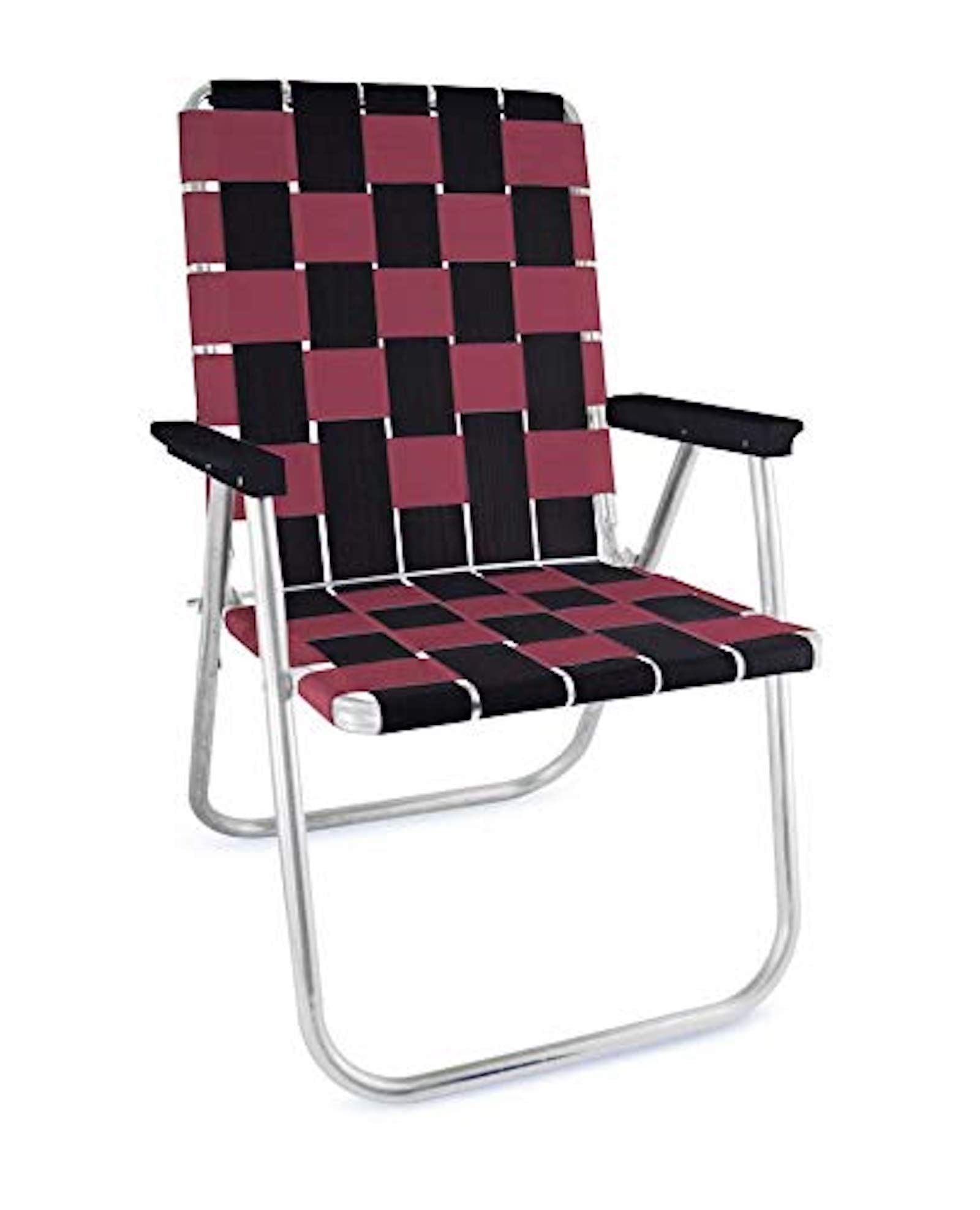 Lawn Chair USA | Folding Aluminum Webbed Chair for Camping, Sports, and Beach | Classic - Sea Island with White Arms