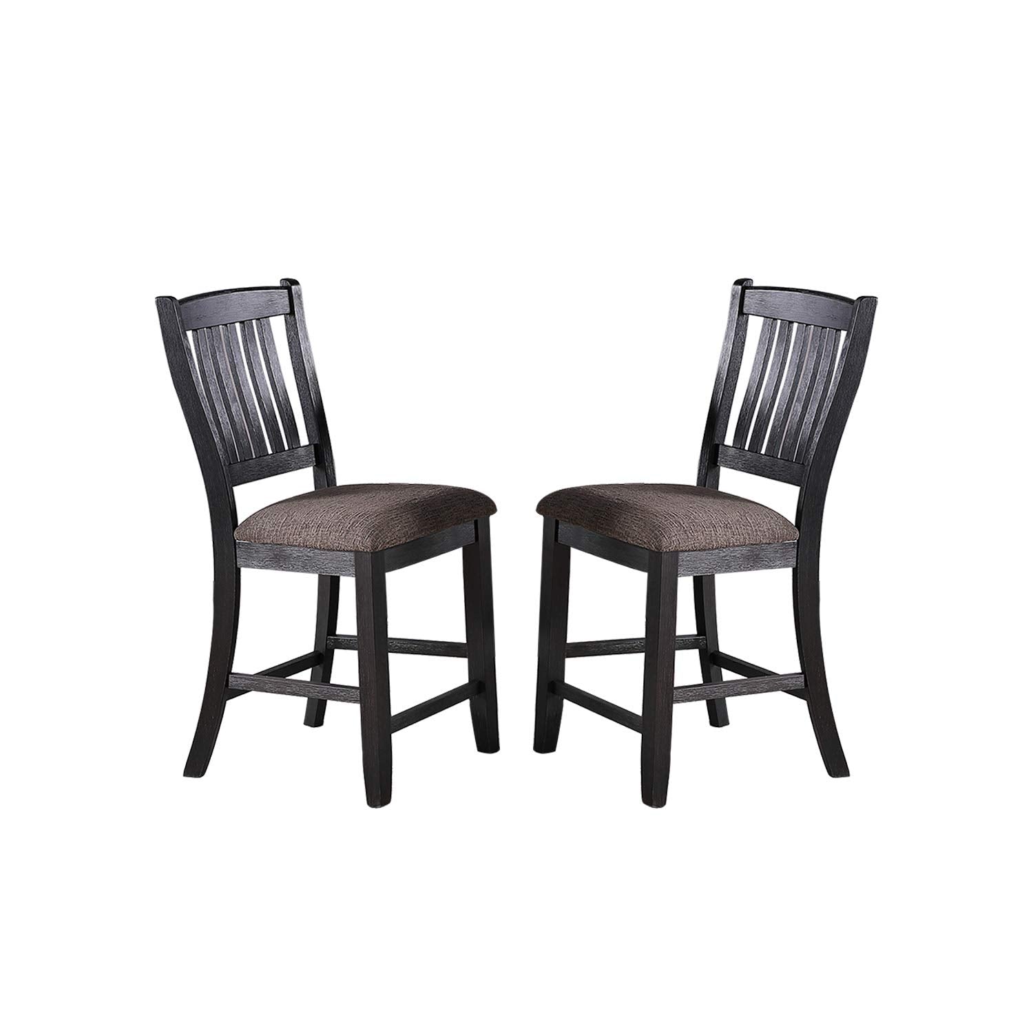 Poundex Fabric Upholstered High Chairs, (Set of 2), Dark Coffee and Black
