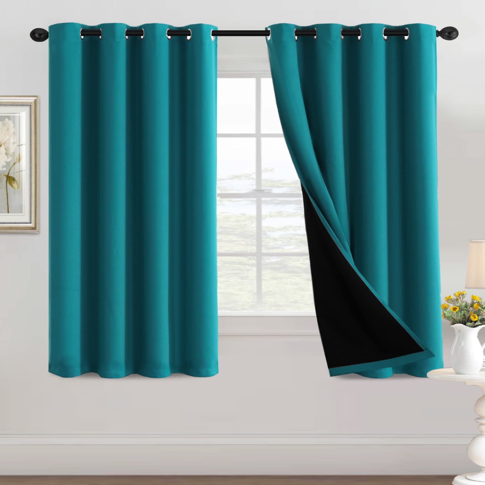 H.VERSAILTEX 100% Blackout Curtains for Bedroom Thermal Insulated Full Blackout Curtains for Living Room Energy Efficiency Windo