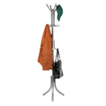 Mind Reader Coat Rack, Hall Tree, Freestanding Organizer, Coat Tree, Hat, Jacket, Purse, Metal, 18 L x 18 W x 68.5 H, Silver
