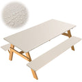 3 Pcs Picnic Table and Bench Fitted Tablecloth Cover for 6 Ft Table 30 x 72 Inch Vinyl Fitted Elastic Edges Waterproof Wipeable 