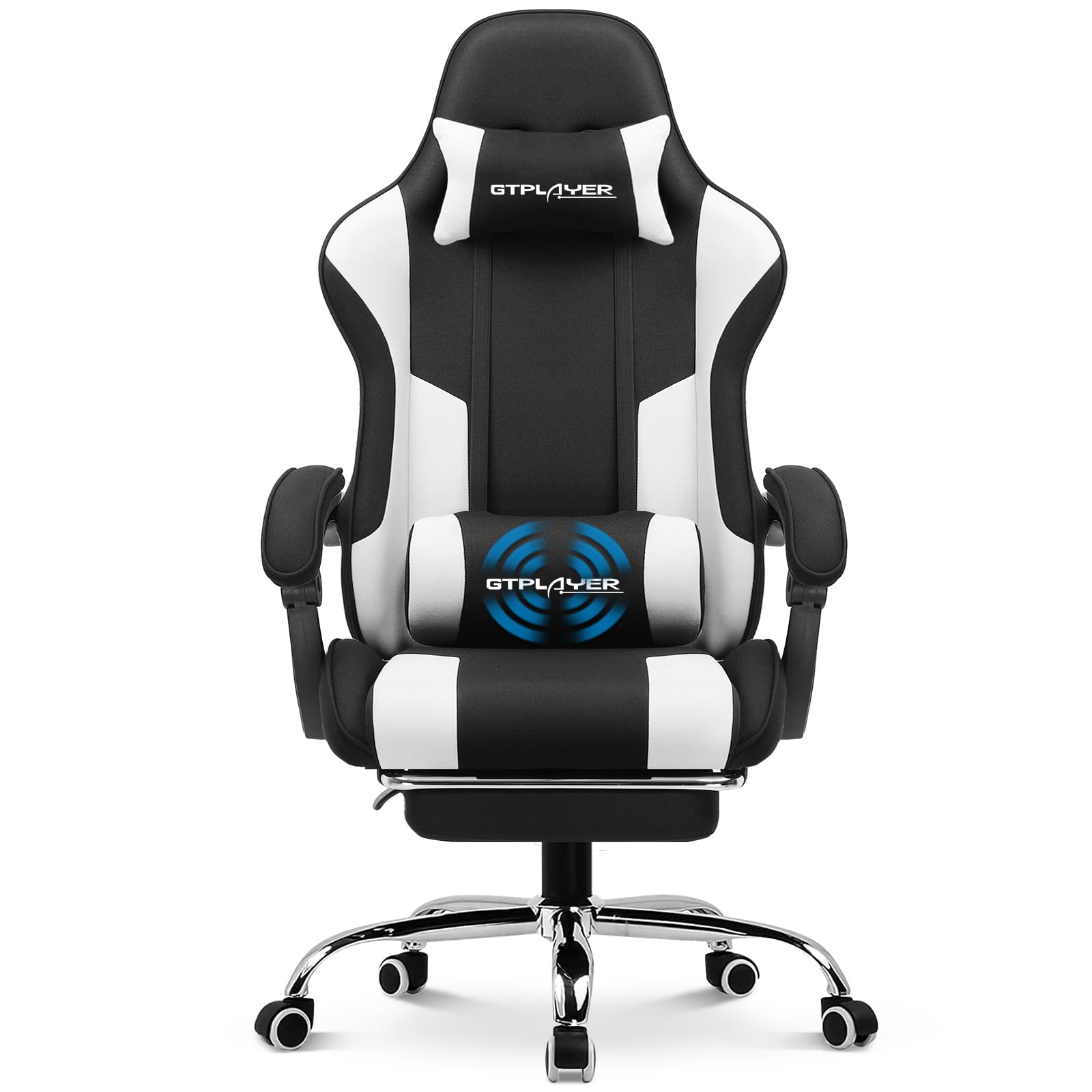 GTPLAYER Gaming Chair, Computer Chair with Footrest and Lumbar Support, Height Adjustable Game Chair with 360-Swivel Seat and He