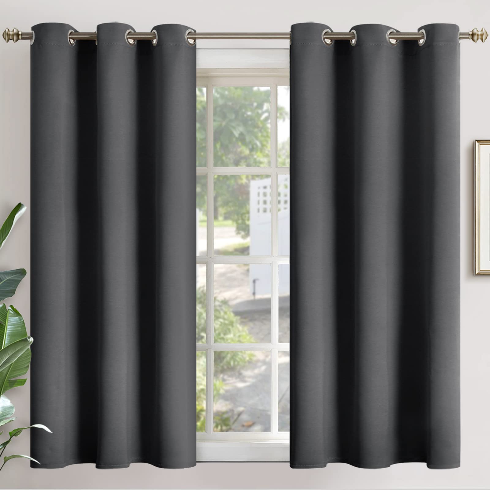 YoungsTex Blackout Curtains 54 Inches Length for Bedroom - Thermal Insulated with Grommet Top Room Darkening Curtain Drapes for 