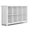 SIMPLIHOME Acadian SOLID WOOD 57 Inch Wide Transitional 8 Cube Storage Sofa Table in White, For the Living Room Entryway and Bed