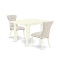 East West Furniture NDGA3-LWH-35 3 Piece Dinette Set for Small Spaces Contains a Rectangle Dining Table with Dropleaf and 2 Does