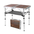 YihuiKo Small Folding Table, 3 Adjustable Heights Foldable Table, Camping Table, Outdoor Folding Table with Storage Mesh Layer, 