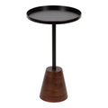 Kate and Laurel Tira Elegant Round Side Table, 14 x 24, Black Agate and Gold, Modern Glam Circular End Table with One-of-a-Kind 
