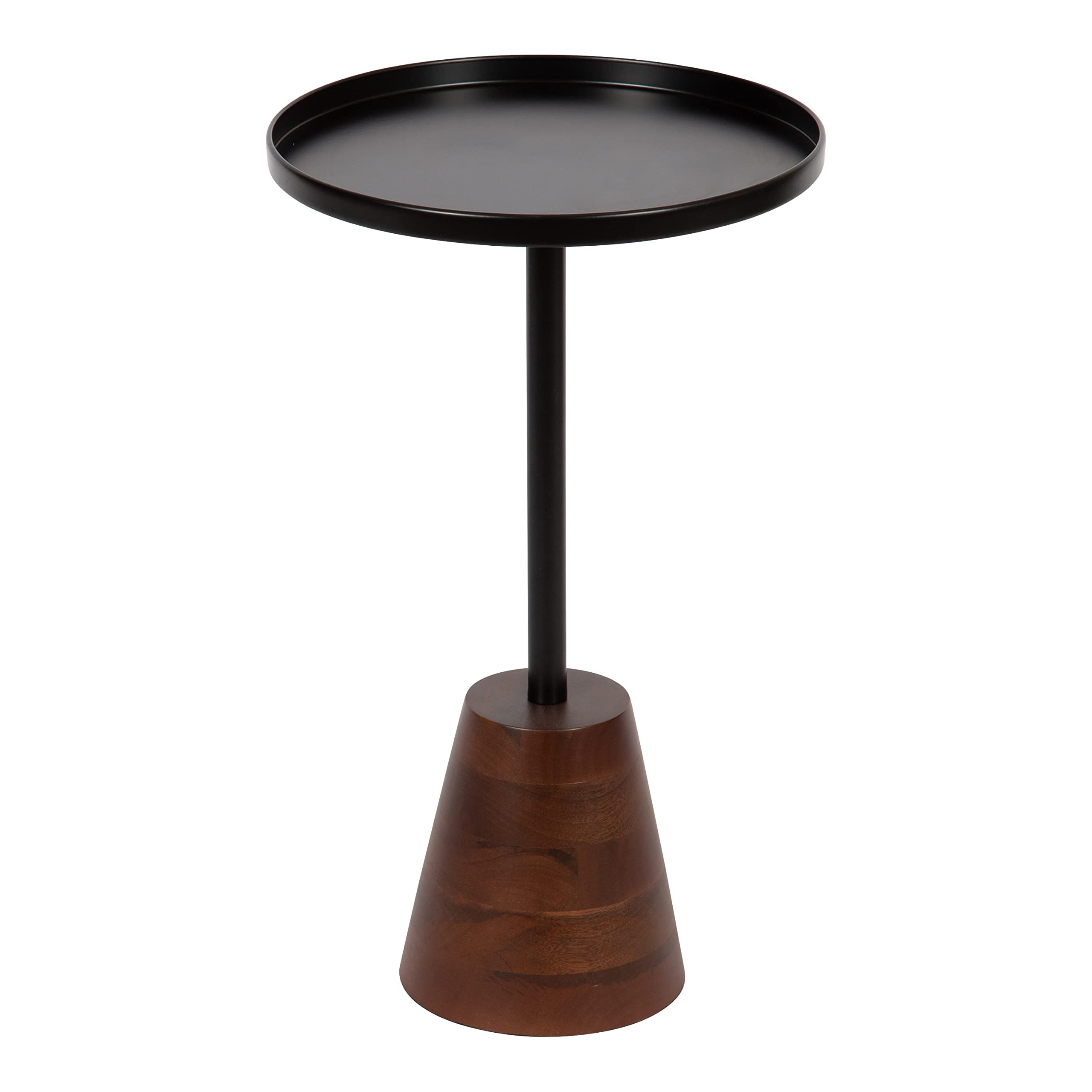 Kate and Laurel Tira Elegant Round Side Table, 14 x 24, Black Agate and Gold, Modern Glam Circular End Table with One-of-a-Kind 