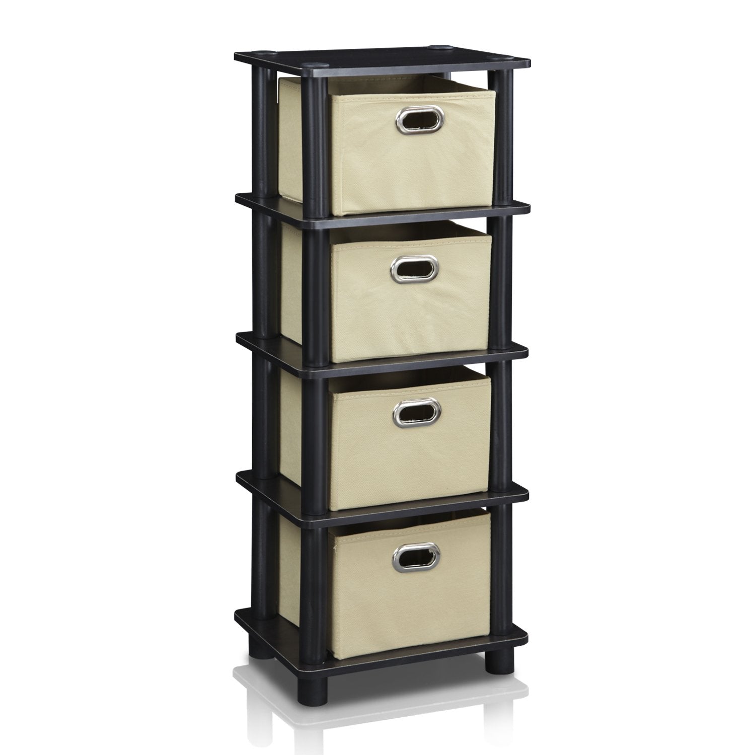Furinno LACi 4-Bins System Rack, 11.3(W) x 28.8(H) Inch, Espresso/Black