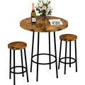 Recaceik 3 Piece Pub Dining Set, Modern Round bar Table and Stools for 2 Kitchen Counter Height Wood Top Bistro Easy Assemble fo