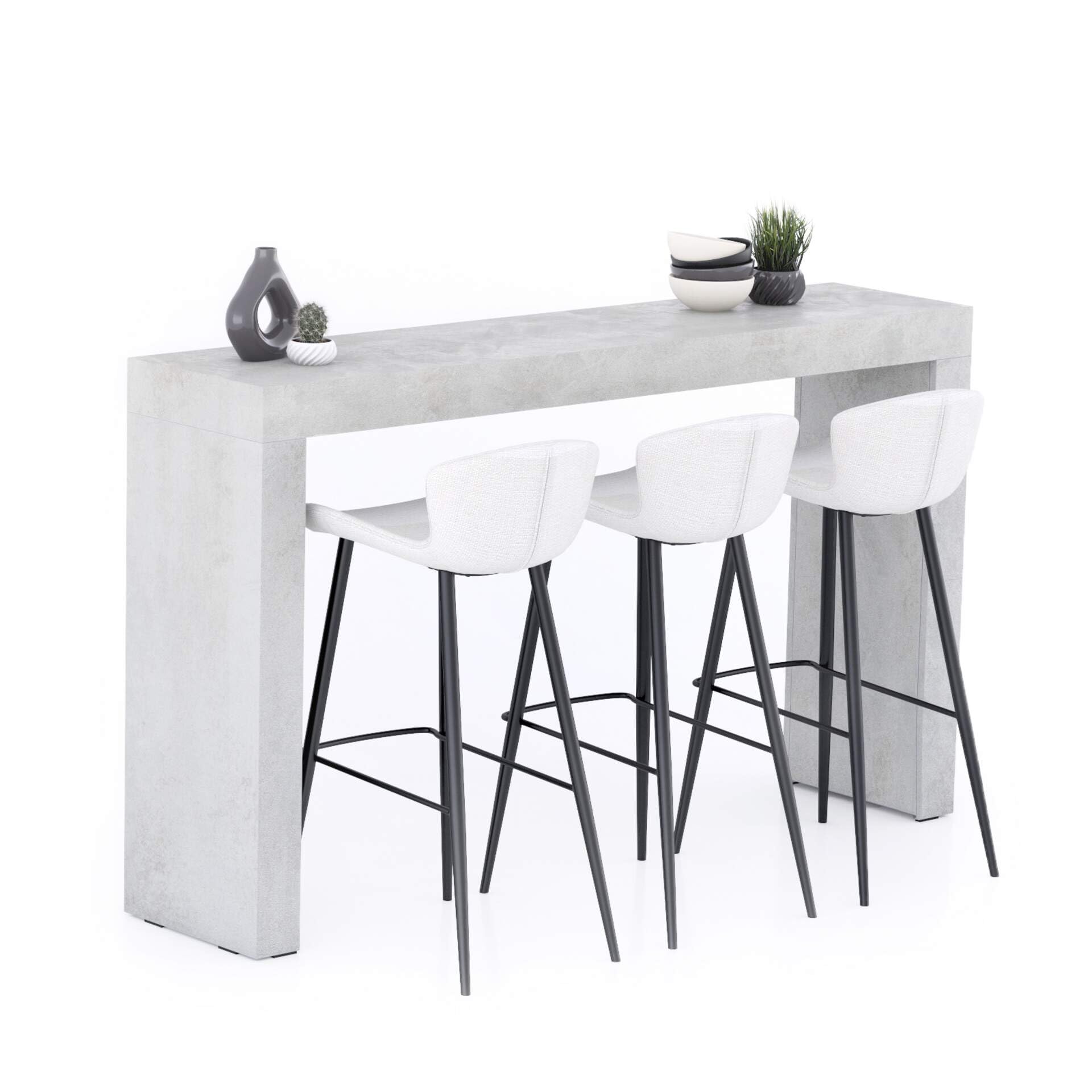 Mobili Fiver, Evolution High Table 70.9 x 15.7 in, Ashwood White, High Top Table for 3 People, Bar Table, Kitchen Island, Counte