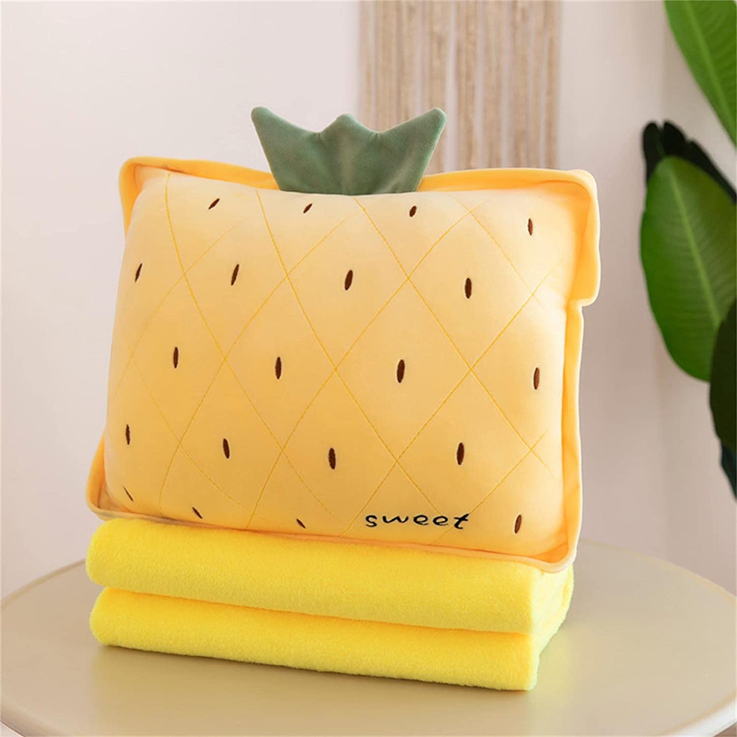 JOSON Travel Blanket and Afternoon nap Blanket Set, Three in one Pillow Blanket, Lovely Plush Fruit Filled Pillow, Warm Hands, S