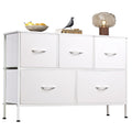 WLIVE White Dresser for Bedroom with 5 Drawers, Chest of Drawers, Fabric Small Dresser with Drawer Organizers, Storage Organizer