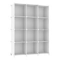 AWTATOS Cube Storage Organizer Storage 12 Cube Bookshelf DIY Plastic Closet Clothes Storage Shelves with Wooden Mallet, Stackabl