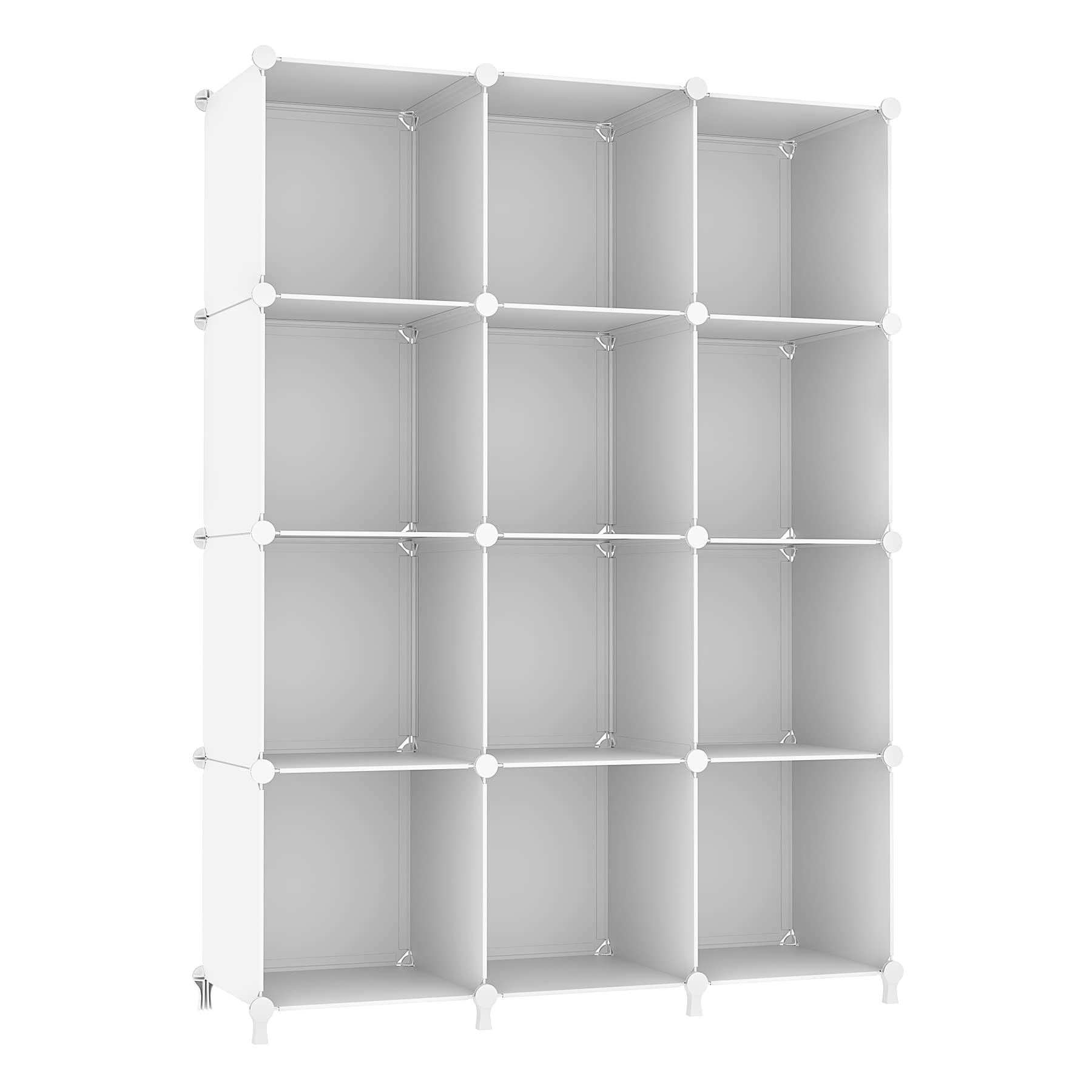 AWTATOS Cube Storage Organizer Storage 12 Cube Bookshelf DIY Plastic Closet Clothes Storage Shelves with Wooden Mallet, Stackabl