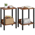 End Table, Side Table, Set of 2, Nightstands with 2-Tier Storage Shelves, Sofa Table for Small Space, Coach Table for Living Roo