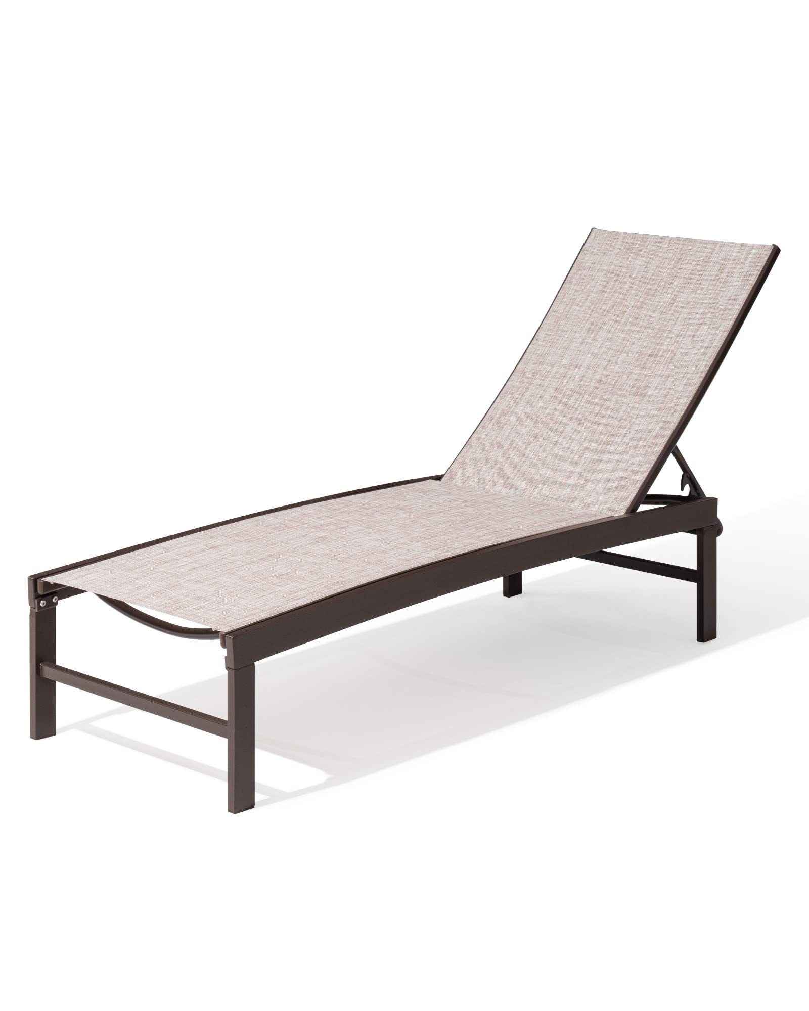 Crestlive Products Outdoor Lounge Chairs, Aluminum Pool Chaise Lounge Chairs, Adjustable Five-Position Tanning Recliner, All Wea