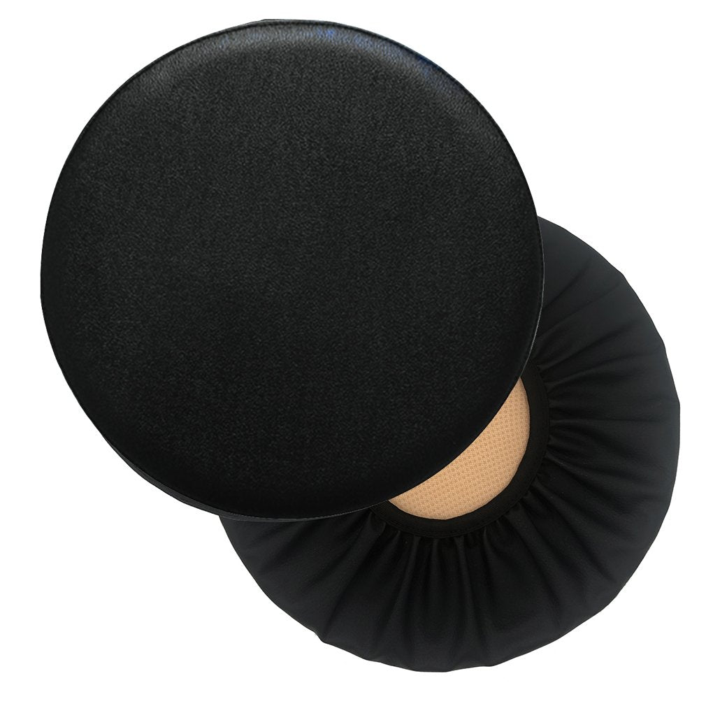 Sigmat 2 Pack Waterproof PU Bar Stool Cover Anti-Slip Round Seat Cover 18.5 Inch Black