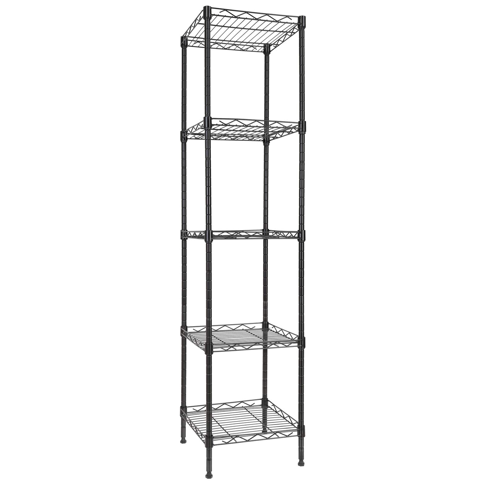 GIOTORENT 5 Tier Standing Shelving Metal Units, Adjustable Height Wire Shelf Display Rack for Laundry Bathroom Kitchen 11.8 W x 